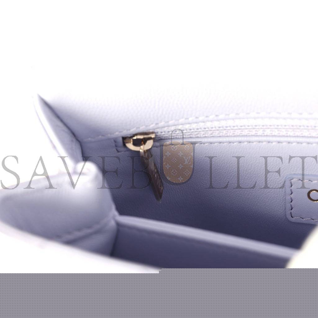 Ch*el small coco handle flap bag light purple caviar light gold hardware (23*15*10cm)